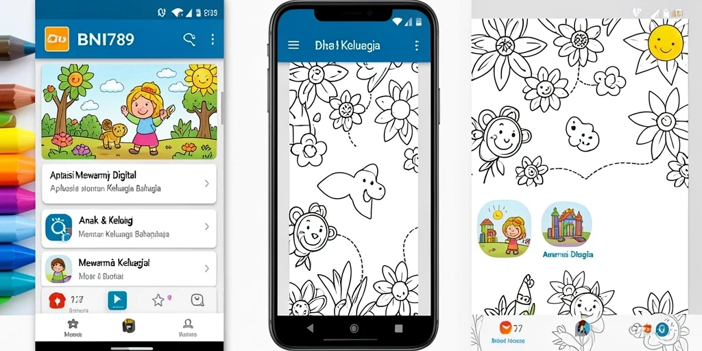Antarmuka aplikasi Mewarnai Digital yang menarik dan ramah anak.