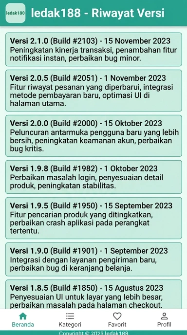 Tampilan riwayat versi ledak188
